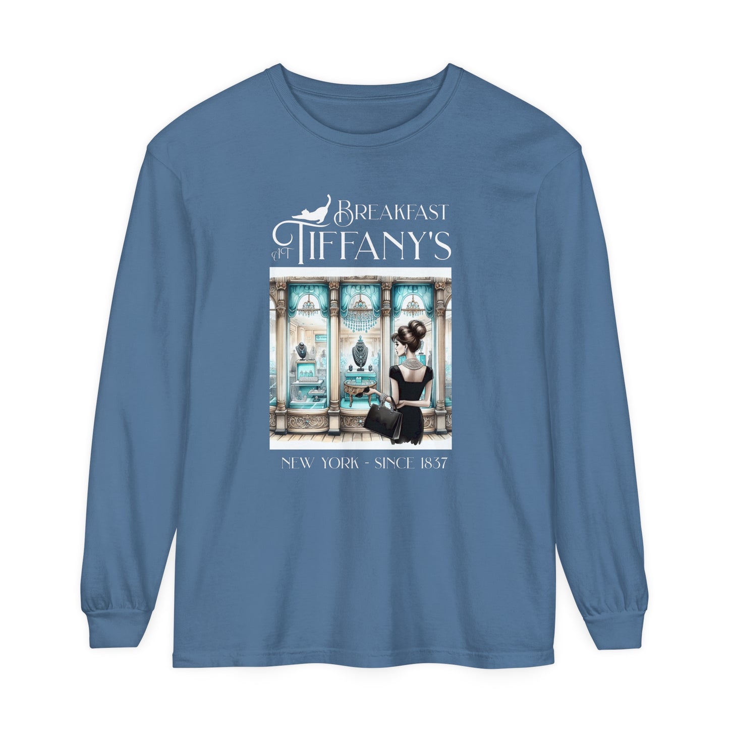 Breakfast at Tiffany's Shirt Audrey Hepburn Gift Girls Weekend Trip Shirt Gift for Bridal Shower Birthday Gift Party Favors Cruise T Shirt Long-sleeve Printify Blue Jean S 