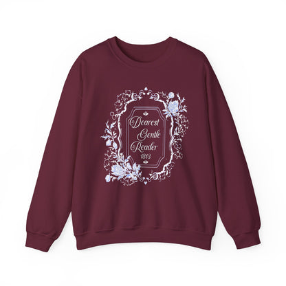 Dearest Gentle Reader Sweatshirt Regency England Ton Society Papers Gift For Historical Romance Fan Drama Romance Reader Gift Bookclub Gift Sweatshirt Printify S Maroon 