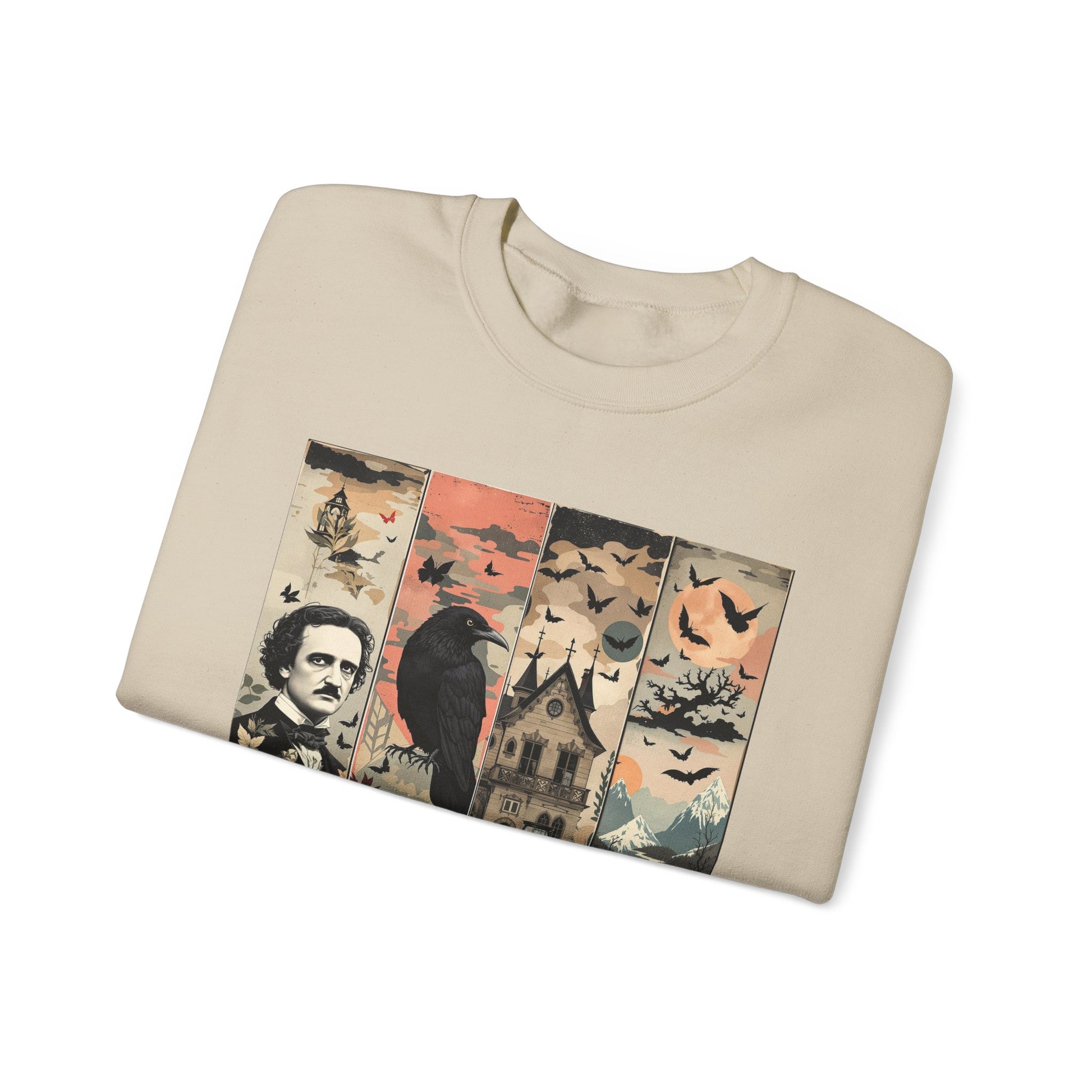 Edgar Allan Poe Sweatshirt The Raven Nevermore Gothic Horror Sweater Dark Academia Macabre Halloween Gift for Book Lovers Birthday Christmas Sweatshirt Printify