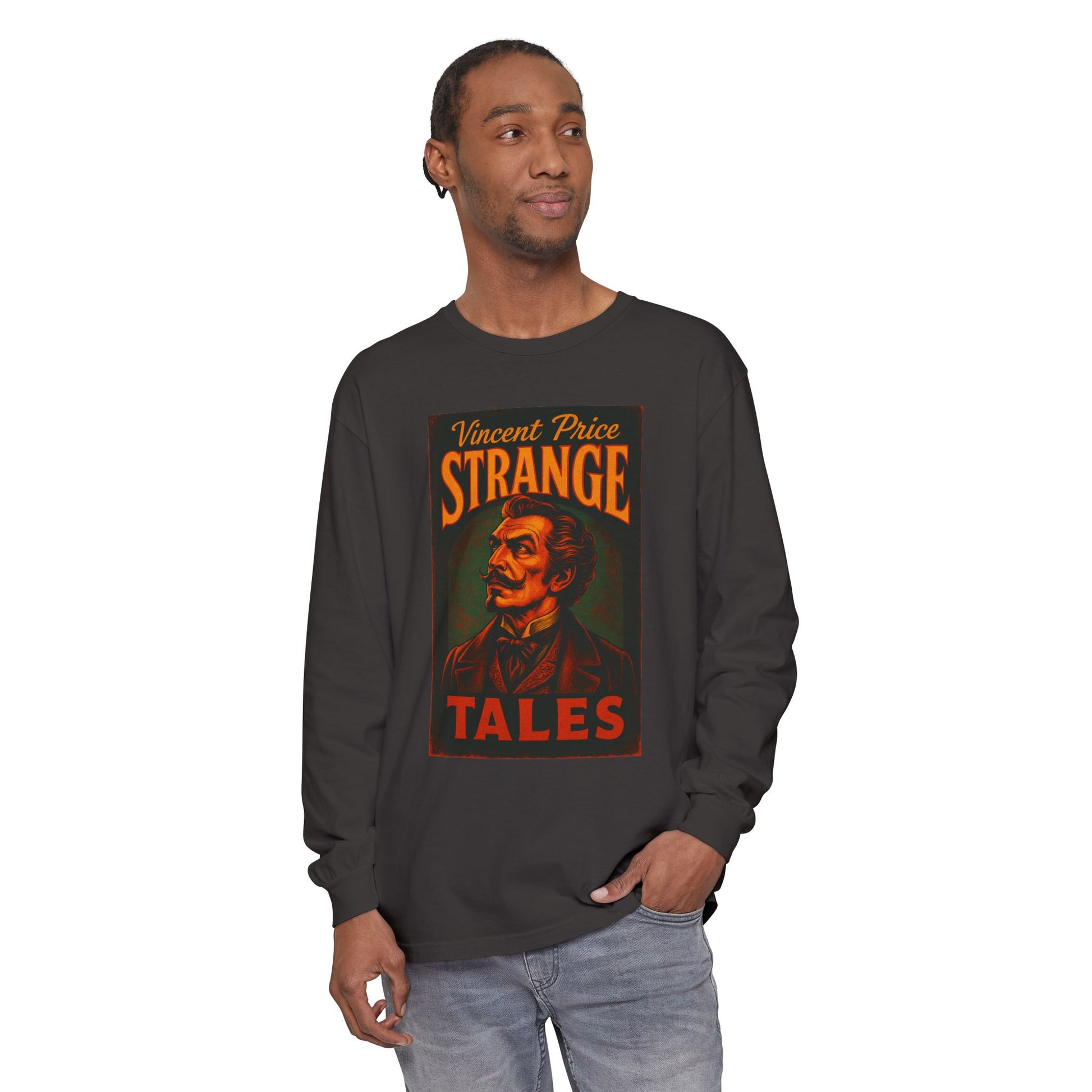 Vincent Price Strange Tales Long Sleeve T-Shirt, Vintage Horror Tee, Gothic Apparel, Halloween Costume, Retro Graphic Shirt Long-sleeve Printify