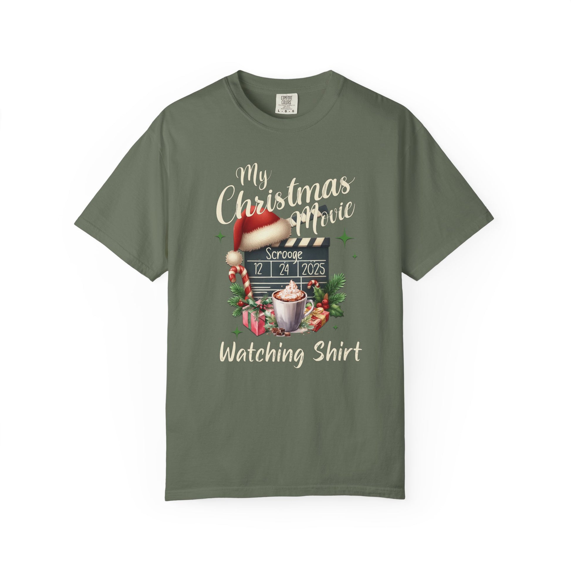 Custom Christmas Movie Watching Shirt, Holiday Movie Sweatshirt, Funny Gift For Her, Festive Shirts, Family Group Shirts, Xmas Keepsake Gift T-Shirt Printify Moss S