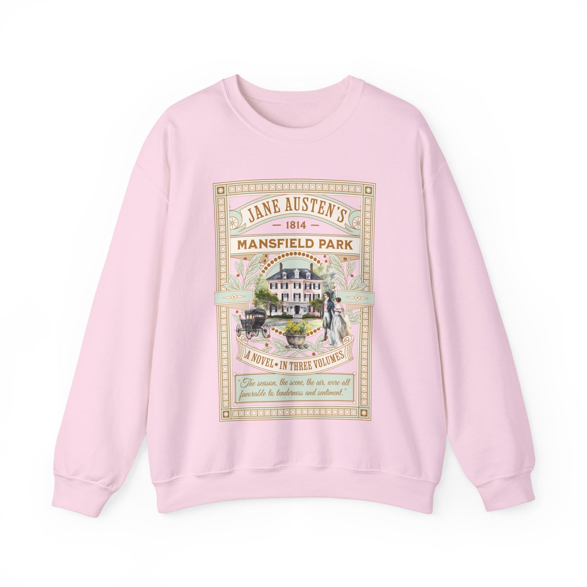 Jane Austen Sweatshirt, Mansfield Park Historical Romance Sweater, Bookish Literary Jane Austen Fan Art Gift, Gift for Her, Readers, Sweatshirt Printify S Light Pink 