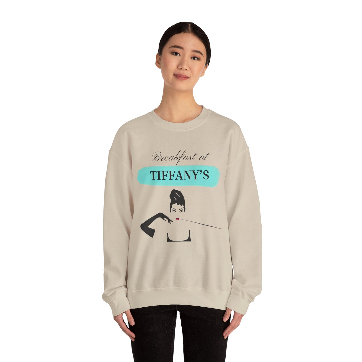 Breakfast at Tiffany's T & Co Sweatshirt , Classic Audrey Crew, Girls Brunching Weekend Sweater, Women's Shirt, Truman Capote Fan Gift Sweatshirt Printify   