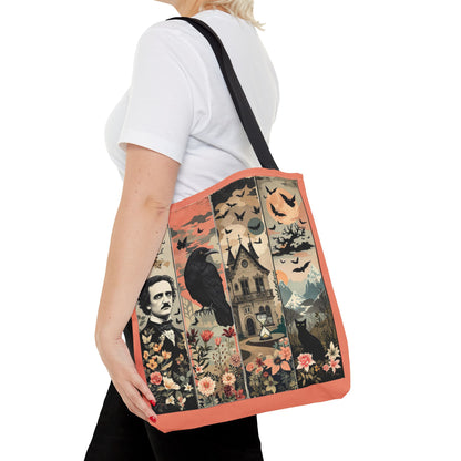 Edgar Allan Poe Tote Bag Gothic Literary Gift for Book Lover Dark Academia Macabre Accessory Halloween Tote Fall School Bag for Poetember Bags Printify