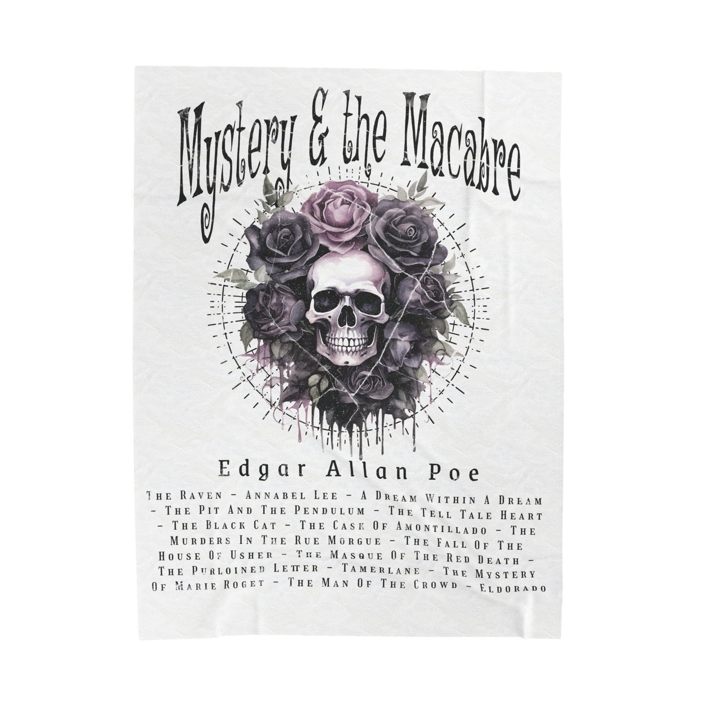 Edgar Allan Poe, Mystery & The Macbre Throw Blanket, Book Lover Reading Blanket, Gothic, Light, Dark Academia, Horror Movie Watching Blanket All Over Prints Printify 60" × 80"  