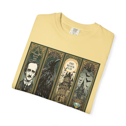 Edgar Allan Poe T-Shirt Gothic Graphic Tee The Raven Nevermore Quote Horror Literature Shirt Dark Academia Aesthetic Halloween Party Gift