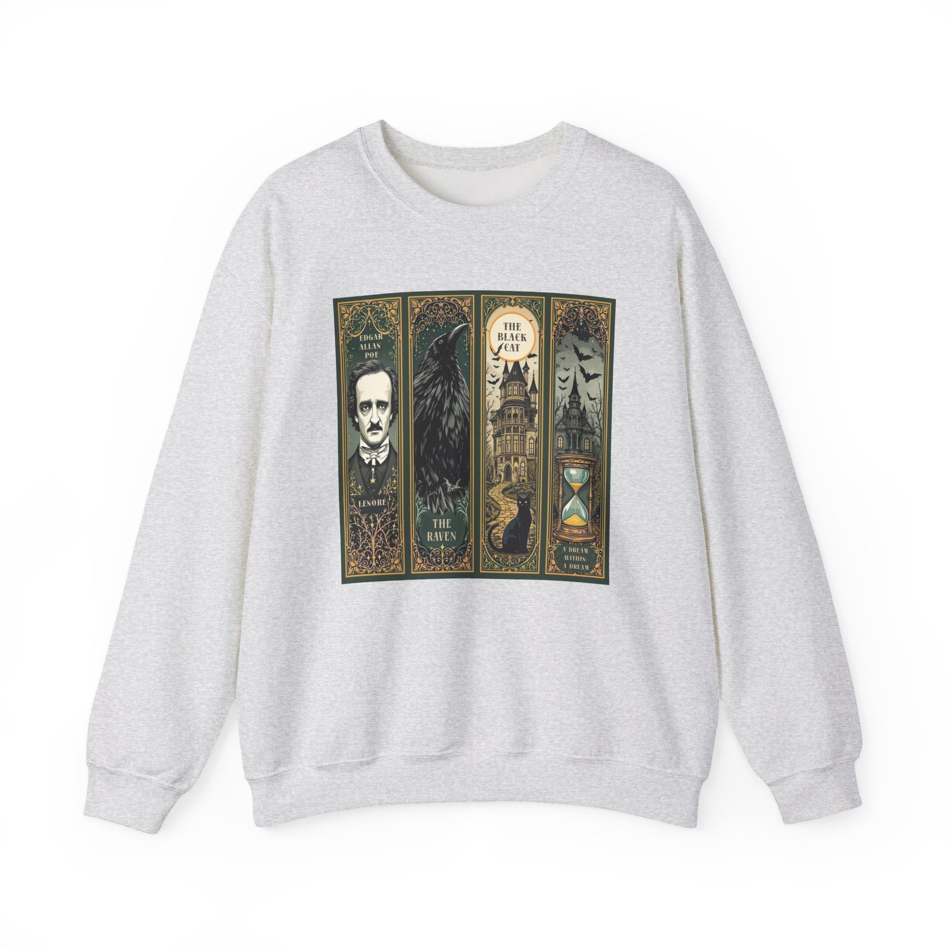 Edgar Allan Poe Sweatshirt The Raven Nevermore Gothic Horror Sweater Dark Academia Macabre Halloween Gift for Book Lovers Birthday Christmas Sweatshirt Printify Ash S