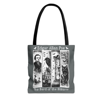Edgar Allan Poe Tote Bag Gothic Literary Gift for Book Lover Dark Academia Macabre Accessory Halloween Tote Fall School Bag for Poetember Bags Printify 13" × 13'' Black