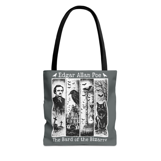 Edgar Allan Poe Tote Bag Gothic Literary Gift for Book Lover Dark Academia Macabre Accessory Halloween Tote Fall School Bag for Poetember Bags Printify 13" × 13'' Black