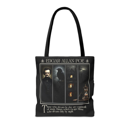 Edgar Allan Poe Tote Bag Gothic Literary Gift for Book Lover Dark Academia Macabre Accessory Halloween Tote Fall School Bag for Poetember Bags Printify