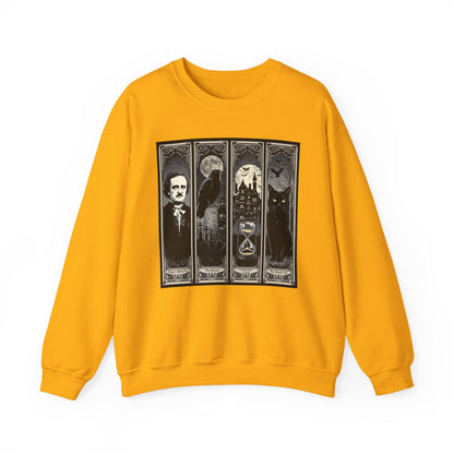 Edgar Allan Poe Sweatshirt The Raven Nevermore Gothic Horror Sweater Dark Academia Macabre Halloween Gift for Book Lovers Birthday Christmas Sweatshirt Printify Gold S