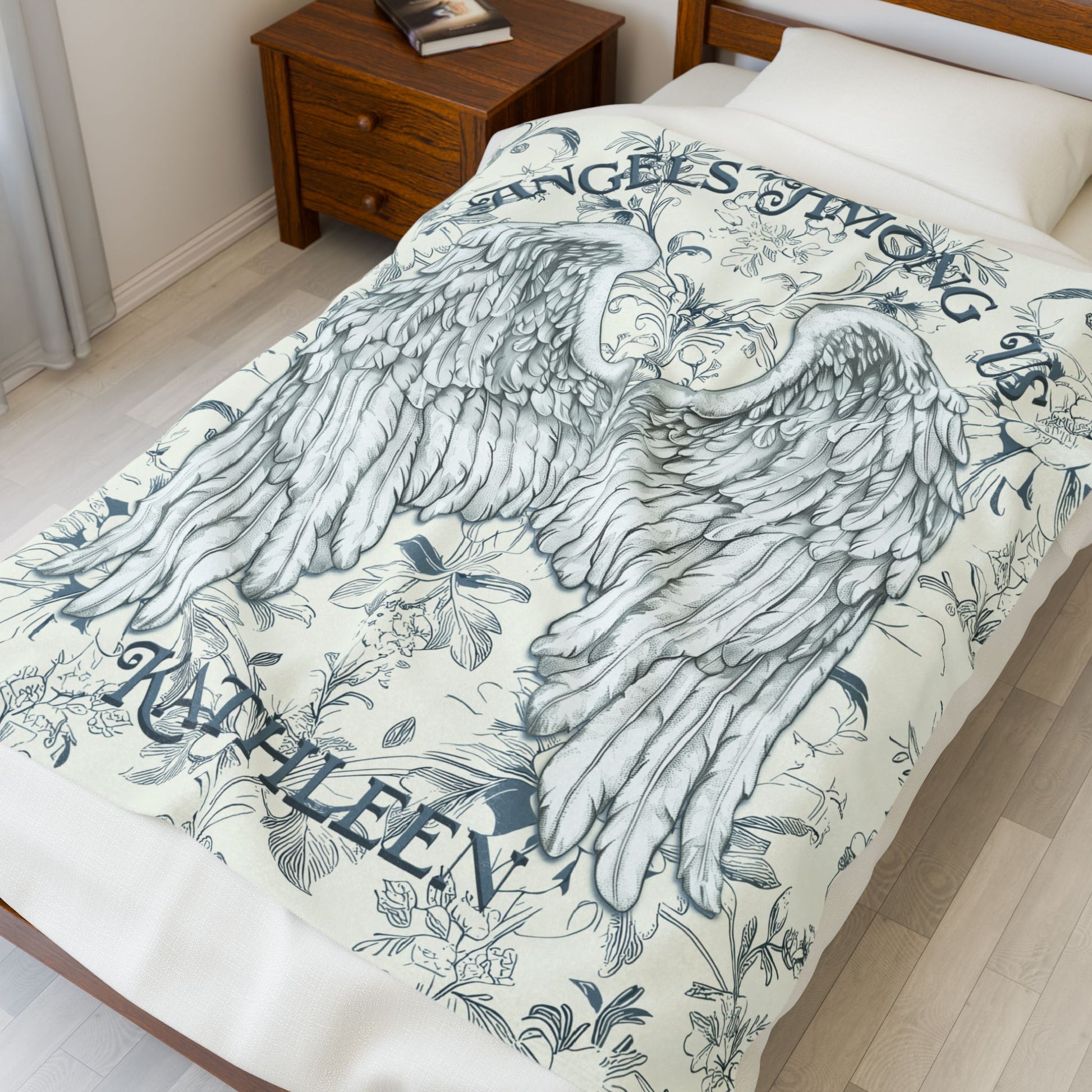 Custom Angel Wings Cuddle Plush Blanket Cozy Throw for Spiritual Gift for Birthday Christmas Gift for Mom or Best Girl Friends Angelic Love All Over Prints Printify