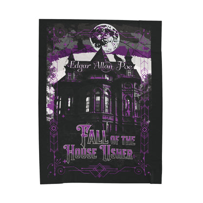 Edgar Allan Poe, The Fall Of The House Of Usher Throw Blanket, Book Lover Reading Blanket, Gothic Dark Academia, Horror Movie Watching Plush All Over Prints Printify 60" × 80"  