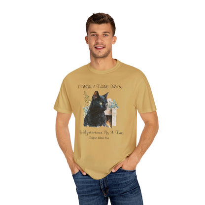 Edgar Allan Poe T-Shirt The Black Cat Nevermore The Raven Poe Fan Art Poetry Book Lover, Dark Cottagecore Macabre Gift, Light, Dark Academia T-Shirt Printify   