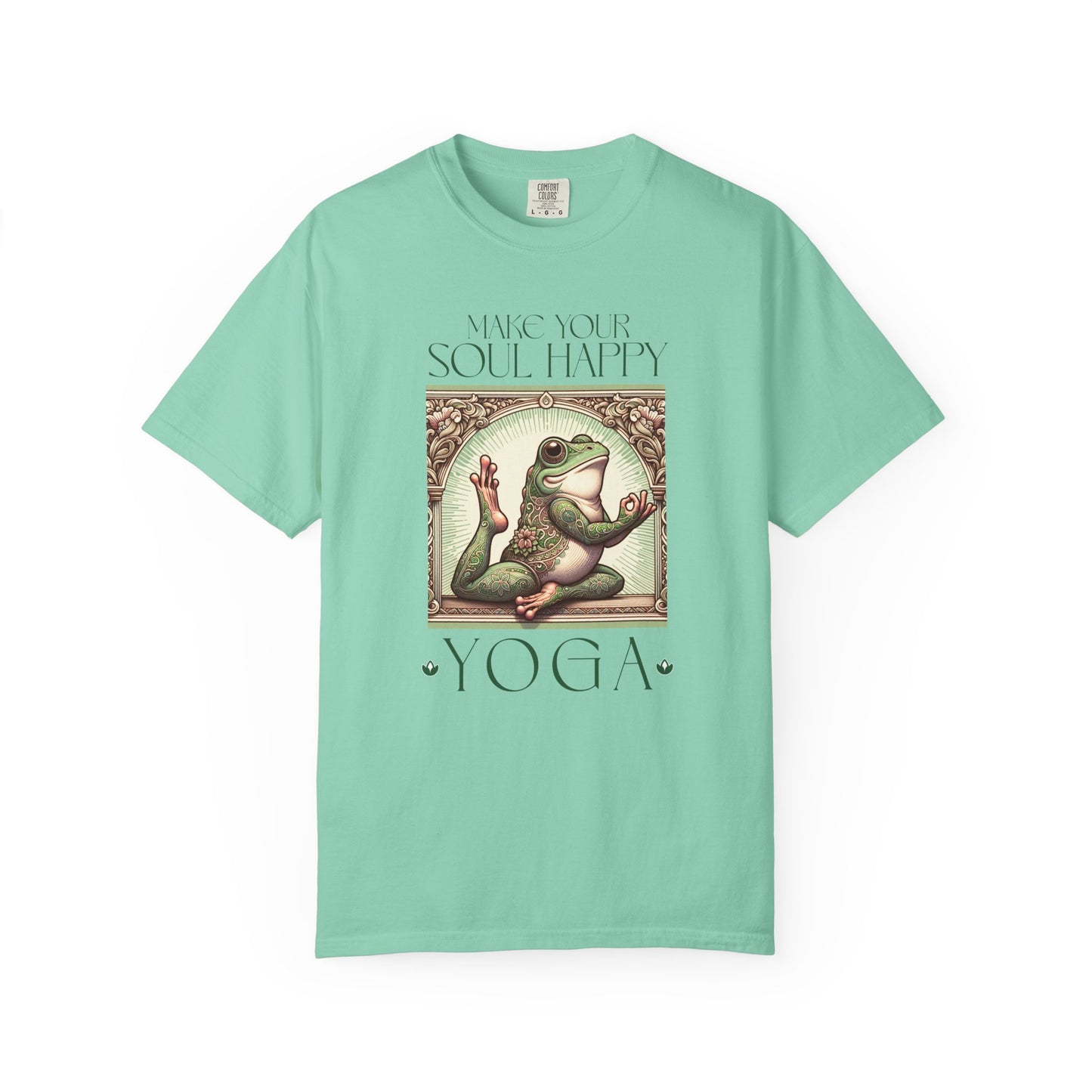 Green Yoga Frog Make Your Soul Happy Unisex T-Shirt, Casual Wear, Highlander Fan Gift, T-Shirt Printify Island Reef S