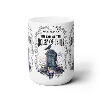 Edgar Allan Poe Coffee Mug, The Raven, The Fall Of The House of Usher Coffee, Tea Mug, Goth Haunting Horror Movie Books Gift Dark Academia, Mug Printify 15oz  