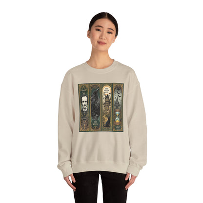 Edgar Allan Poe Sweatshirt The Raven Nevermore Gothic Horror Sweater Dark Academia Macabre Halloween Gift for Book Lovers Birthday Christmas Sweatshirt Printify