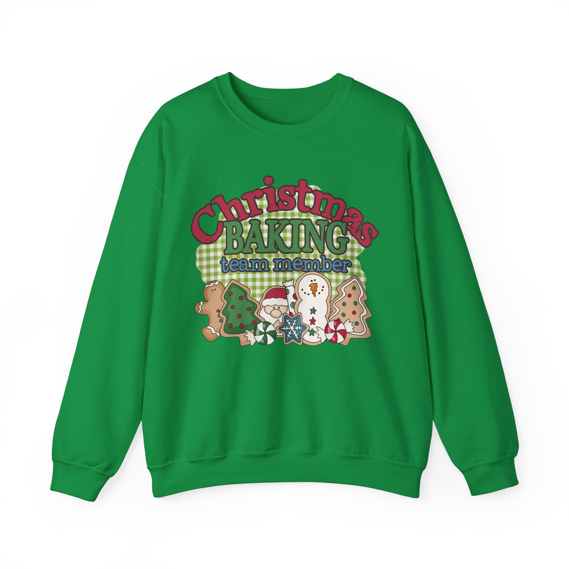 Christmas Baking Team Sweatshirt, Christmas Baking Crew Matching Sweater, Christmas Baking Women's Christmas Shirts, Christmas Cookie Crew Sweatshirt Printify S Irish Green 