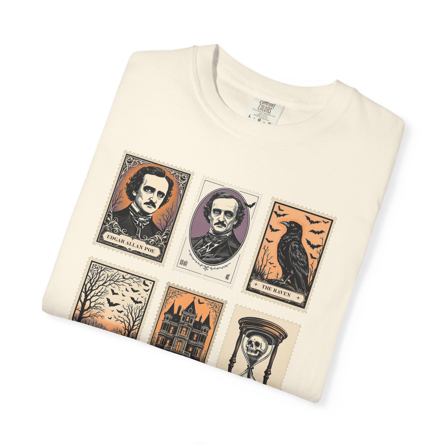 Edgar Allan Poe T-Shirt Gothic Graphic Tee The Raven Nevermore Quote Horror Literature Shirt Dark Academia Aesthetic Halloween Party Gift T-Shirt Printify