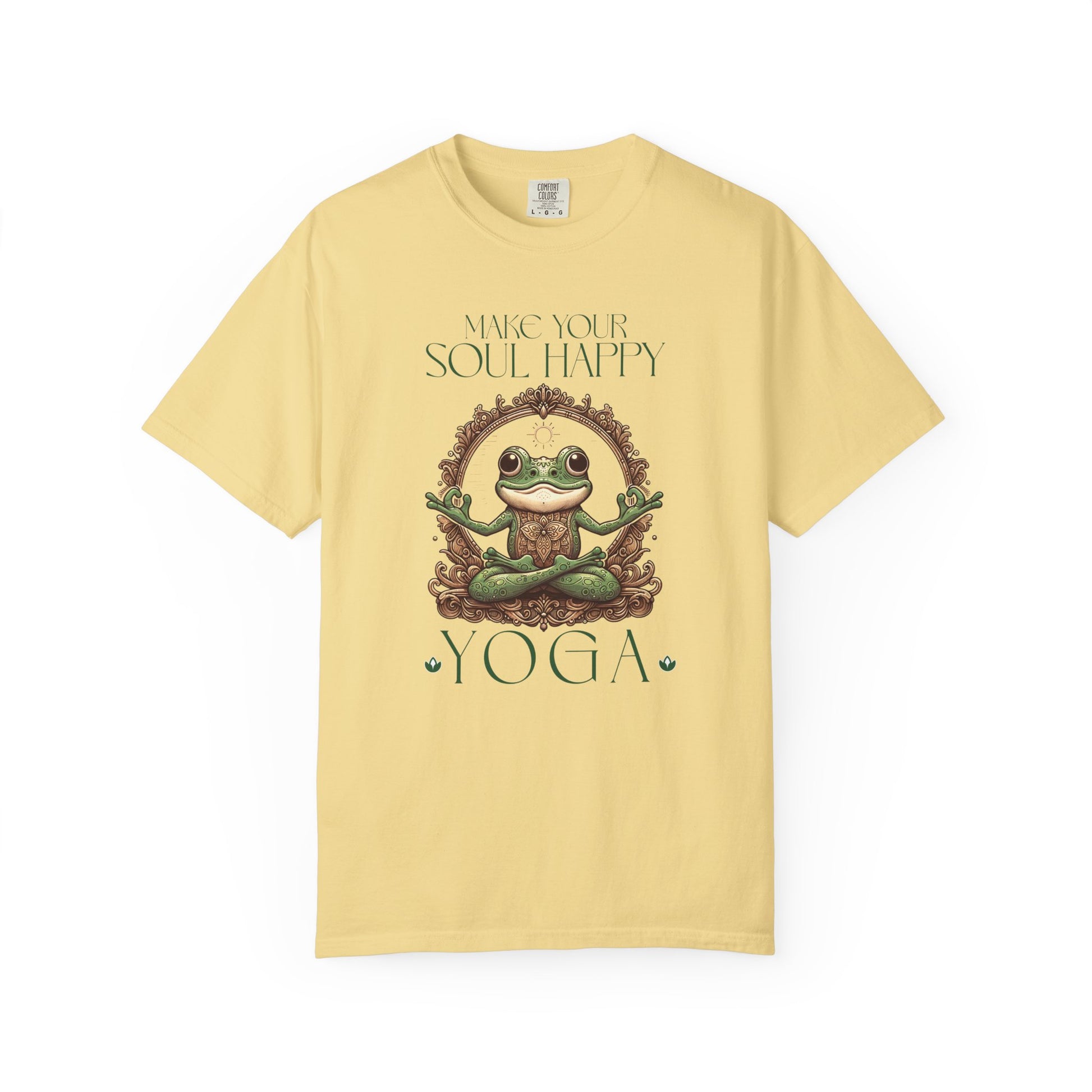 Green Yoga Frog Make Your Soul Happy Unisex T-Shirt, Casual Wear, Highlander Fan Gift, T-Shirt Printify Butter S