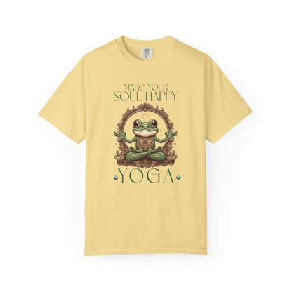 Green Yoga Frog Make Your Soul Happy Unisex T-Shirt, Casual Wear, Highlander Fan Gift, T-Shirt Printify Butter S