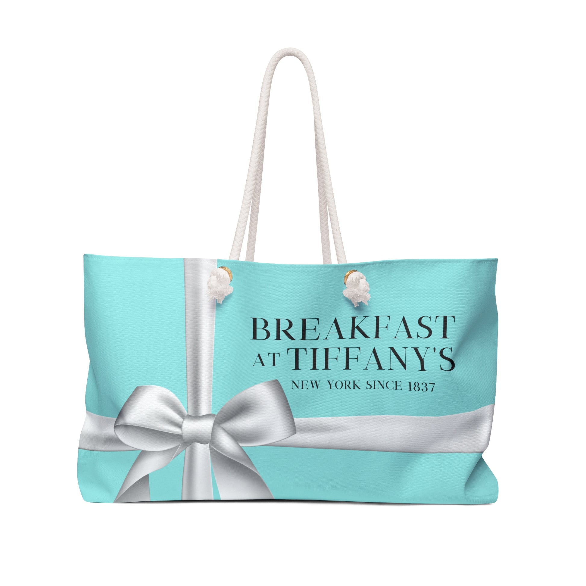 Personalized Breakfast At Tiffany's Weekender Bag Retro Audrey Hepburn Theme Gift For Bridal Shower Party Favor Birthday Gift Bride Tote Bag Bags Printify 24" × 13"  