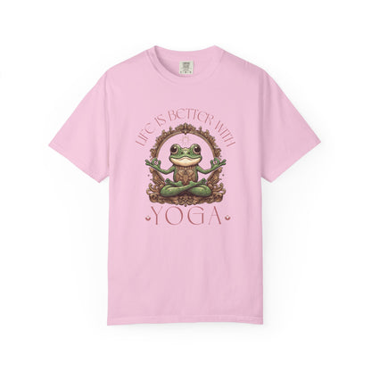Yoga Frog Life Is Better With Yoga Unisex T-Shirt, Casual Wear, Highlander Fan Gift, T-Shirt Printify Blossom S