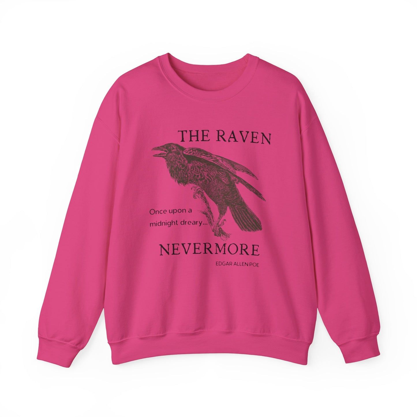 Halloween Vintage The Raven Sweatshirt, Spooky Season Sweater, Trick or Treating Shirt, Halloween Party, Edgar Allen Poe, Nevermore, Gothic Sweatshirt Printify S Heliconia 