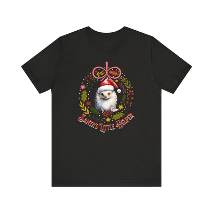 HedgeHog Christmas Shirt Cute Santa's Little Helper T-Shirt, Hedgehog Lover Gift, Merry Christmas Shirt, Country Christmas Animal Lover Gift T-Shirt Printify Black Heather XS 