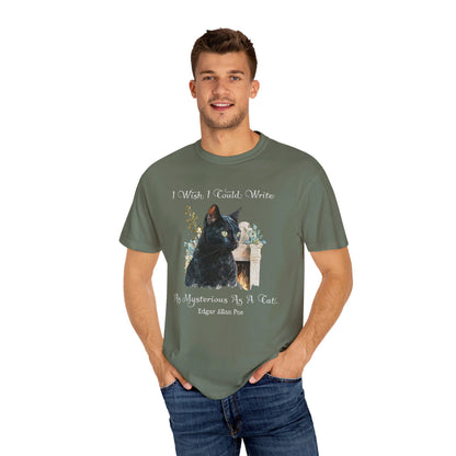 Edgar Allan Poe T-Shirt The Black Cat Nevermore The Raven Poe Fan Art Poetry Book Lover, Dark Cottagecore Macabre Gift, Light, Dark Academia T-Shirt Printify   