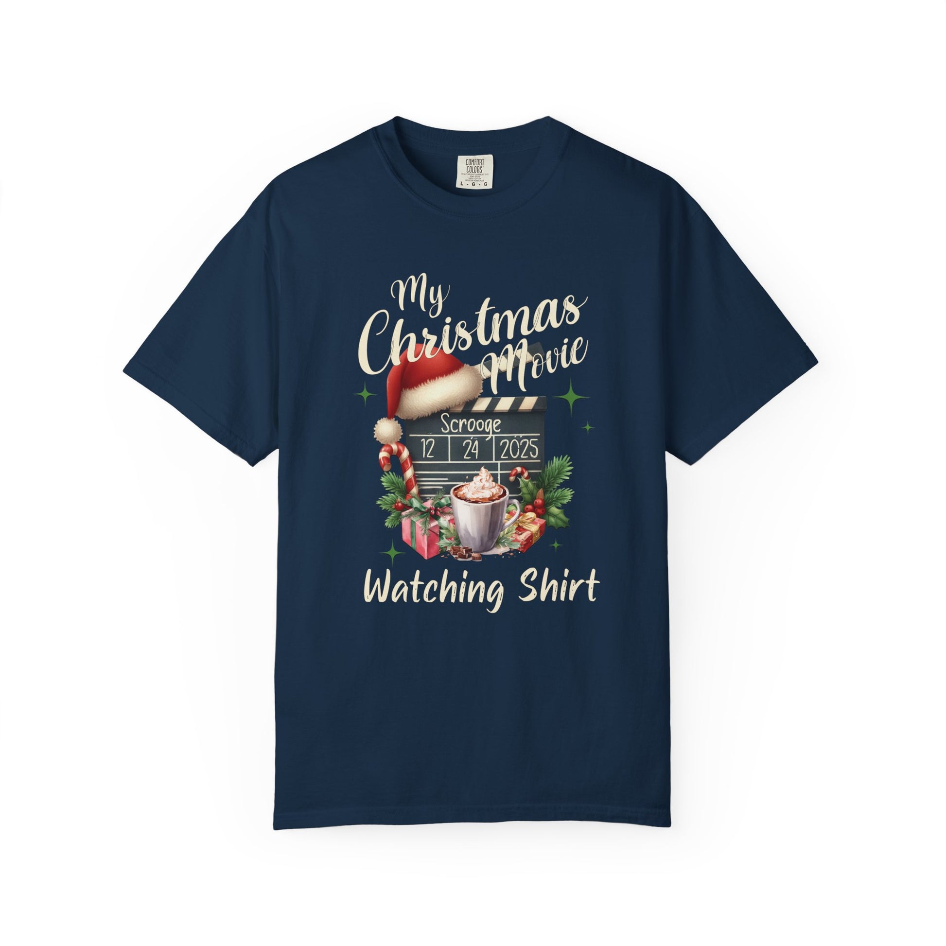 Custom Christmas Movie Watching Shirt, Holiday Movie Sweatshirt, Funny Gift For Her, Festive Shirts, Family Group Shirts, Xmas Keepsake Gift T-Shirt Printify True Navy S