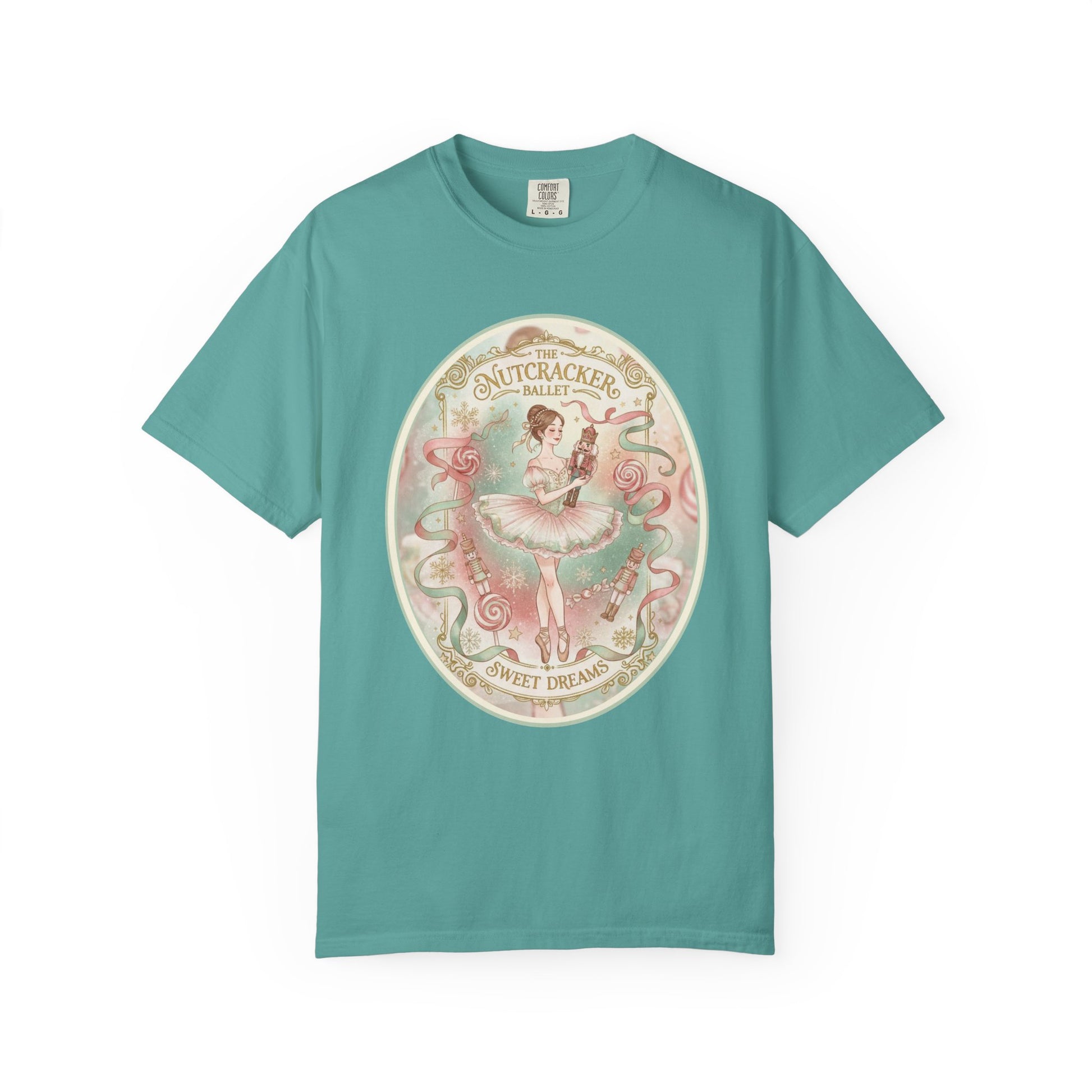 Nutcracker Ballet T-Shirt, Sugar Plum Fairy Christmas Tee, Holiday Dance Shirt, Coquette Pastel Christmas Gift T-Shirt Printify Seafoam S