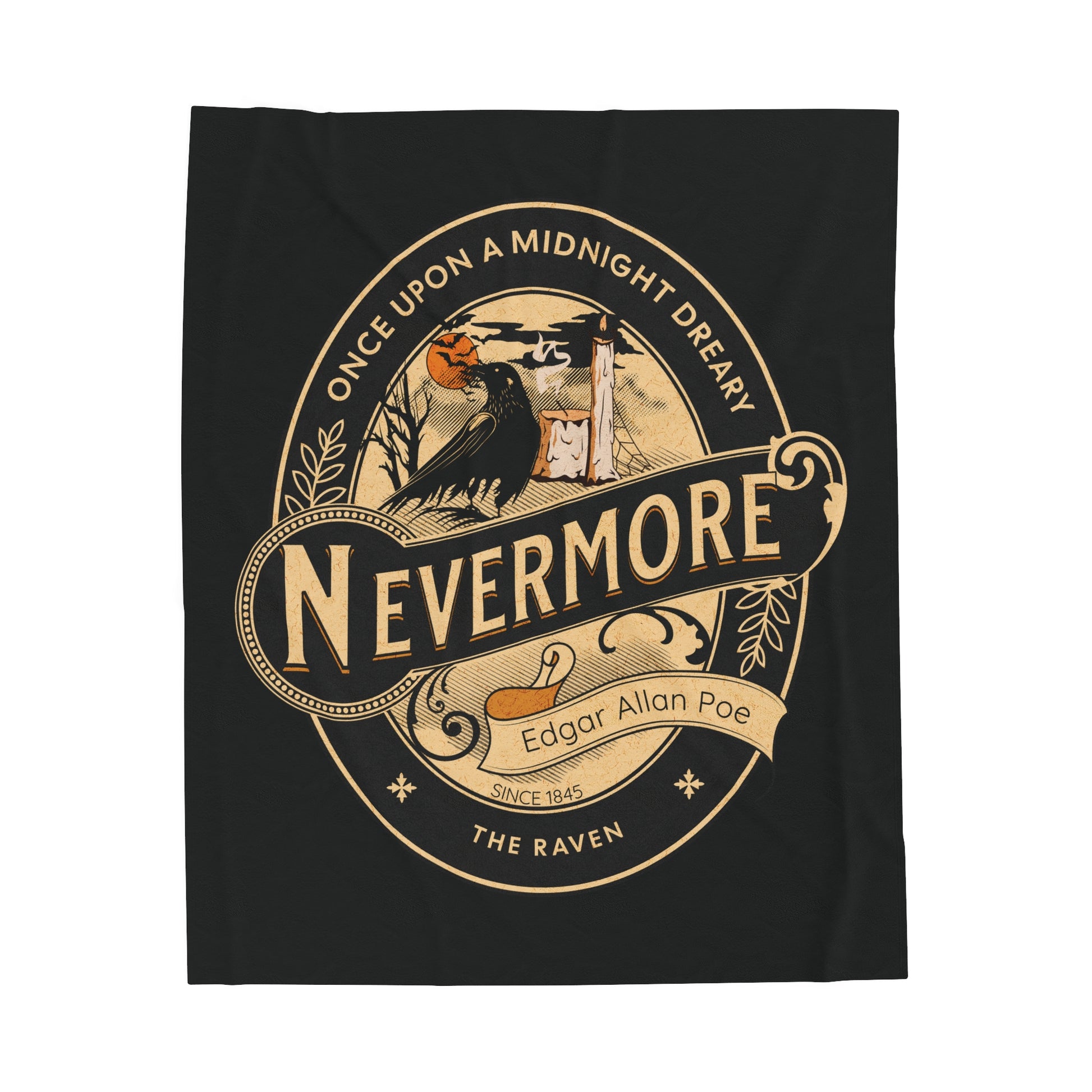 Edgar Allan Poe, Nevermore The Raven Throw Blanket, Book Lover Reading Soft Blanket, Gothic Dark Academia, Horror Movie Watching Plush Throw All Over Prints Printify 50" × 60"  