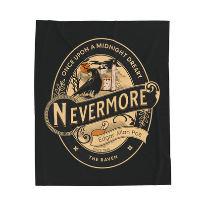 Edgar Allan Poe, Nevermore The Raven Throw Blanket, Book Lover Reading Soft Blanket, Gothic Dark Academia, Horror Movie Watching Plush Throw All Over Prints Printify 50" × 60"  