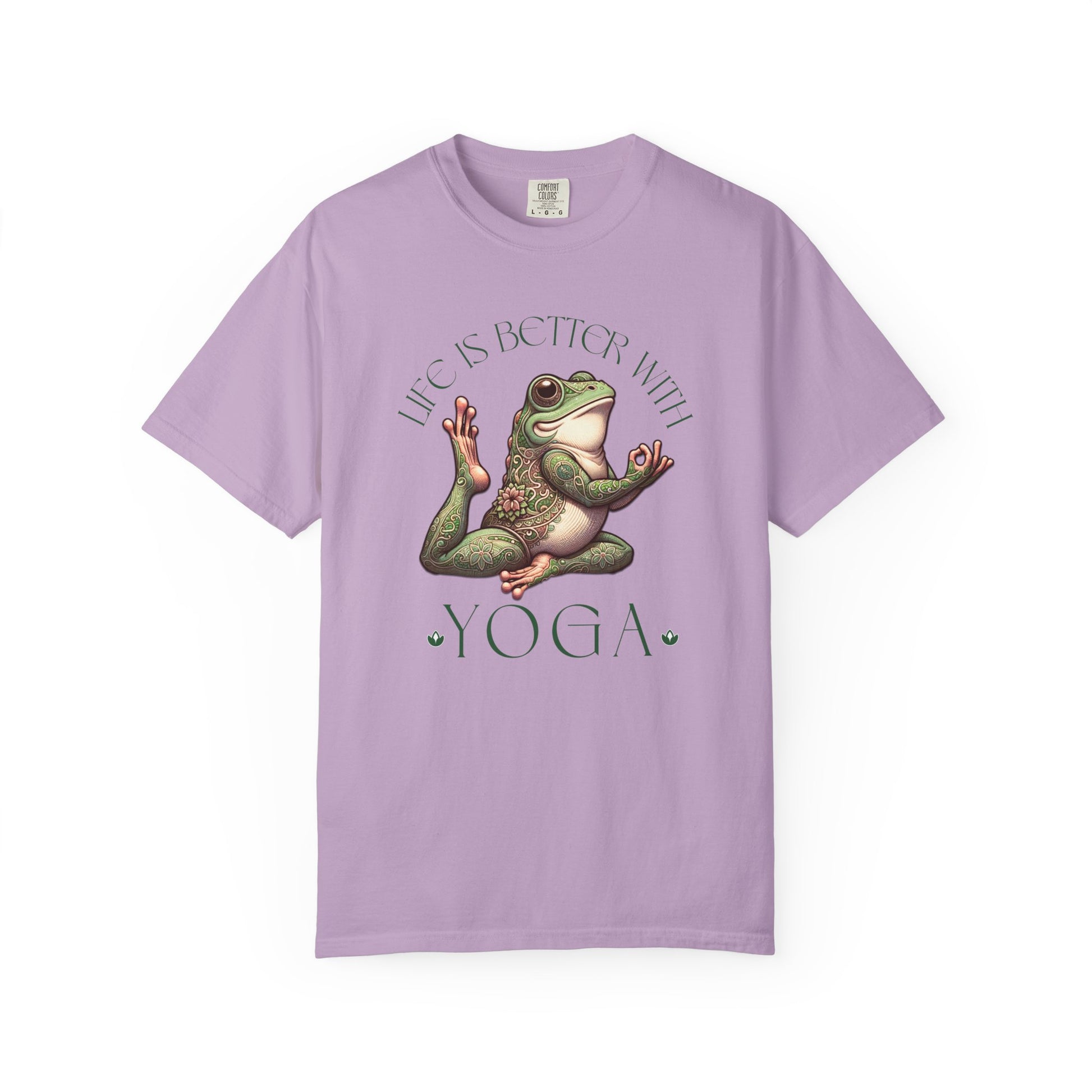 Green Yoga Frog Life Is Better With Yoga Unisex T-Shirt, Casual Wear, Highlander Fan Gift, T-Shirt Printify Orchid S