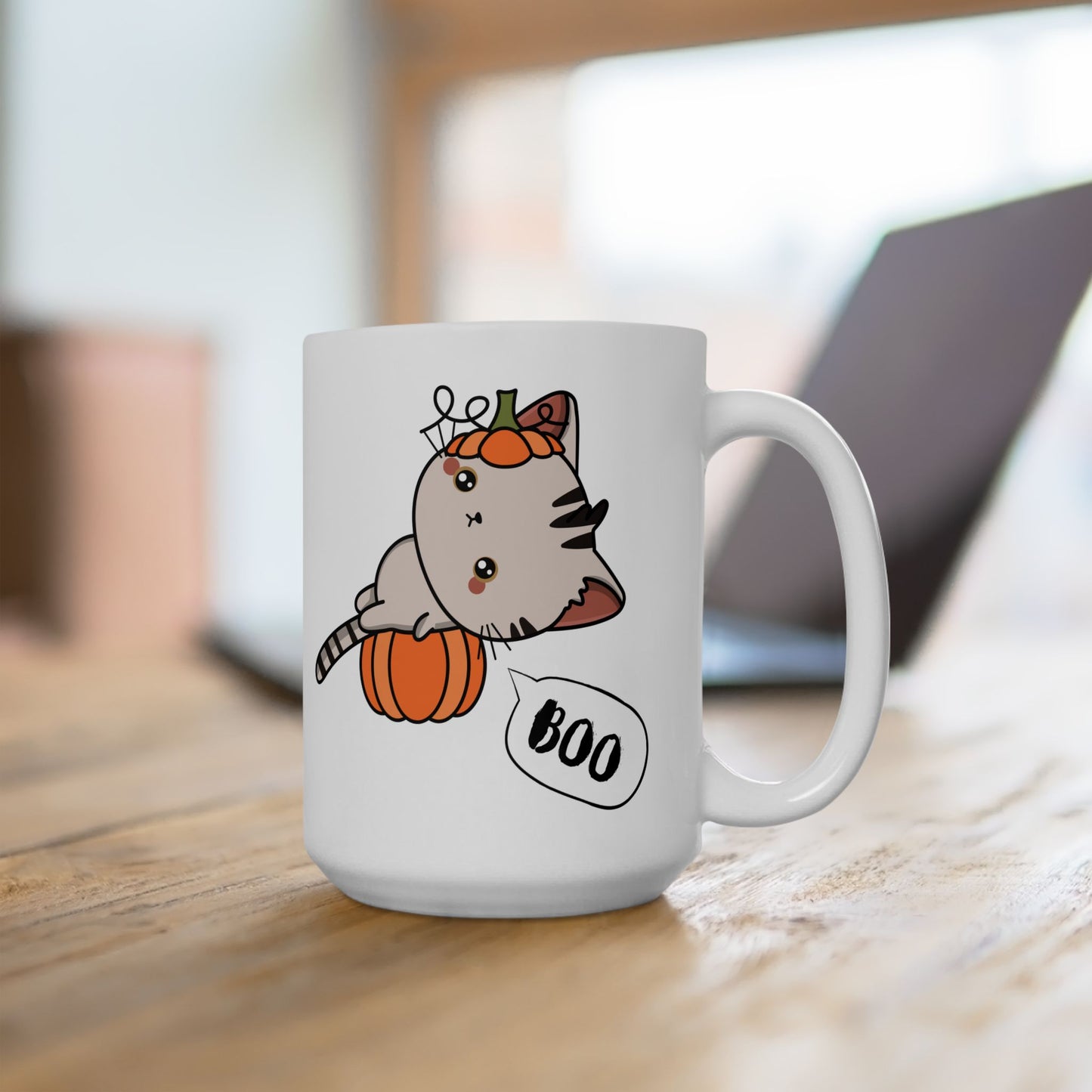 Cute Halloween Cat Coffee Mug 15 oz. Mug Printify   