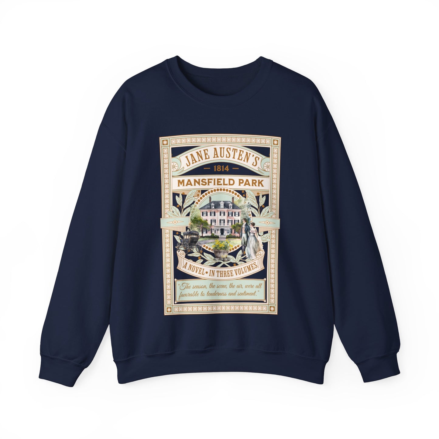 Jane Austen Sweatshirt, Mansfield Park Historical Romance Sweater, Bookish Literary Jane Austen Fan Art Gift, Gift for Her, Readers, Sweatshirt Printify S Navy 