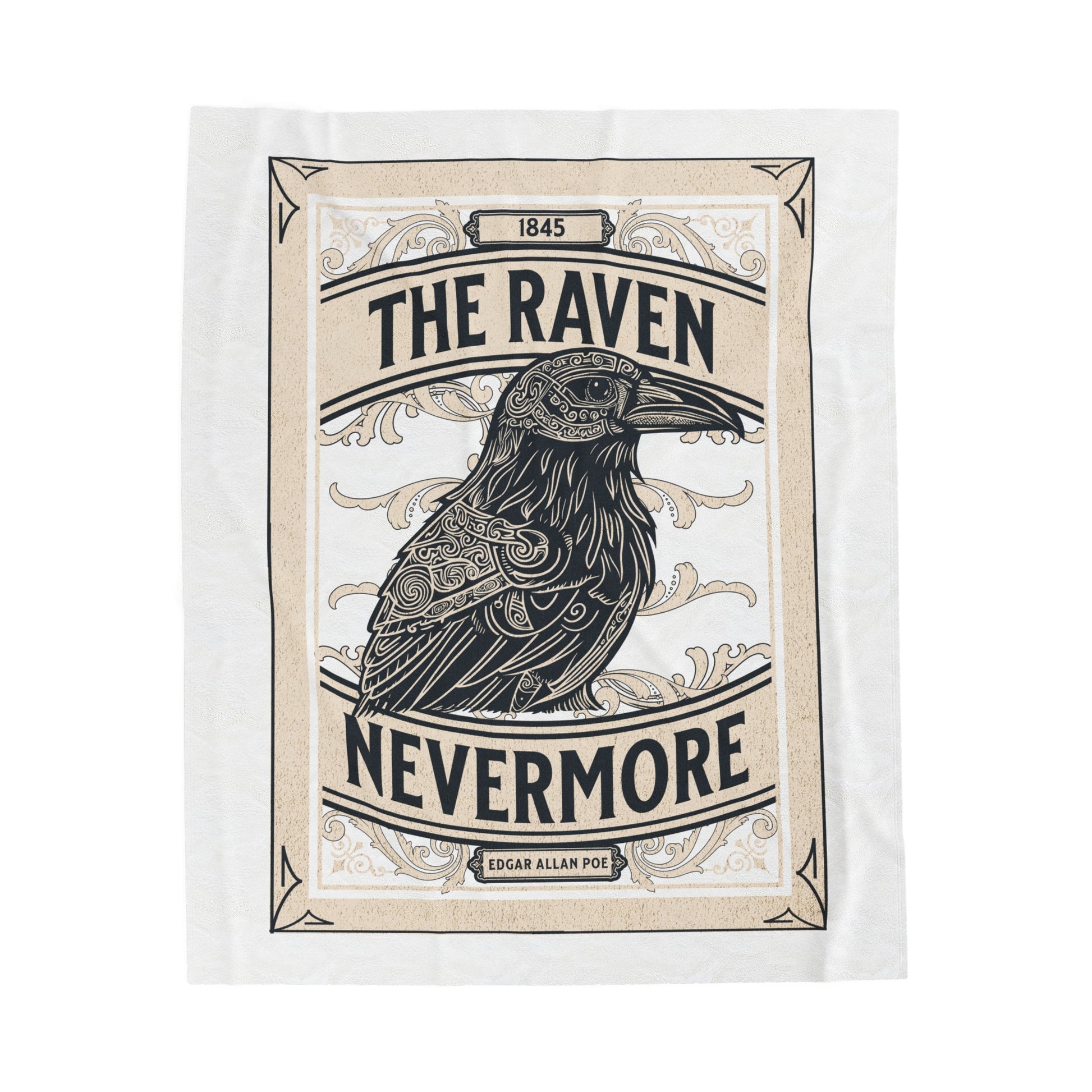 Edgar Allan Poe, Nevermore The Raven Throw Blanket, Book Lover Reading Blanket, Gothic Light, Dark Academia, Horror Movie Watching Blanket All Over Prints Printify 50" × 60"  