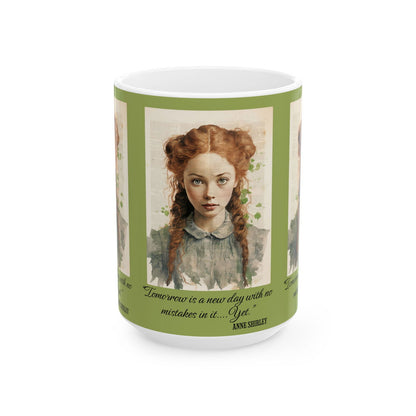 Anne Of Green Gables Mug, Lucy Maud Montgomery, Cottagecore, Tea, Coffee, Reader Literary Bookclub Book Lover Gift, Anne With An E, Avonlea Mug Printify 15oz  