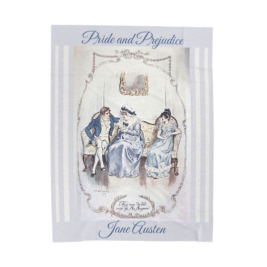 Blanket, Jane Austen Plush Throw, Pride And Prejudice Historical Romance Gift, Bookish Literary Jane Austen Fan Art, Gift for Her, Bookclub All Over Prints Printify 60" × 80"  