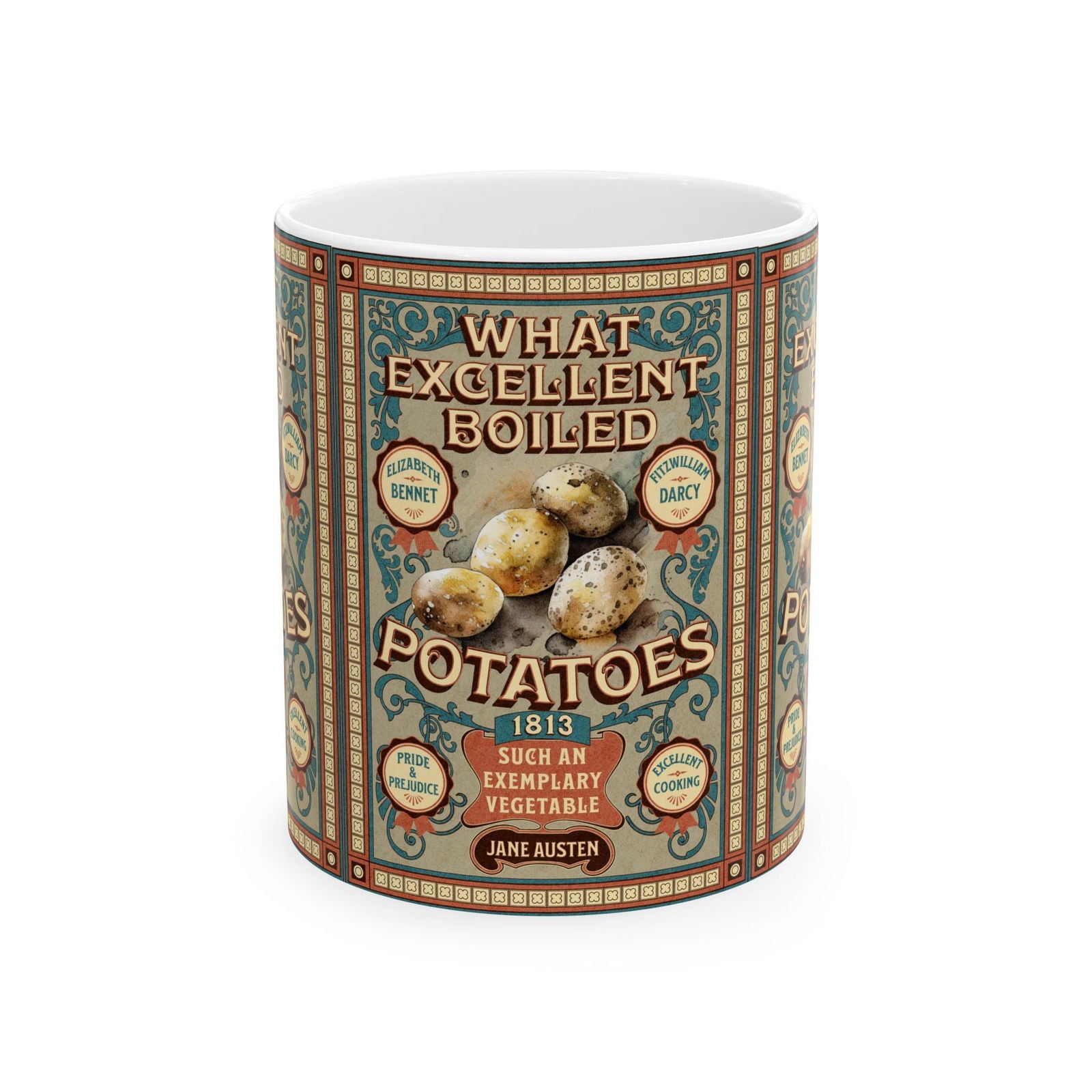 Boiled Potatoes Coffee Mug Funny Pride And Prejudice Gift Mr Collins Bookish Literary Gift For Jane Austen Gift Darcy Elizabeth Bennet Gift Mug Printify 11oz  