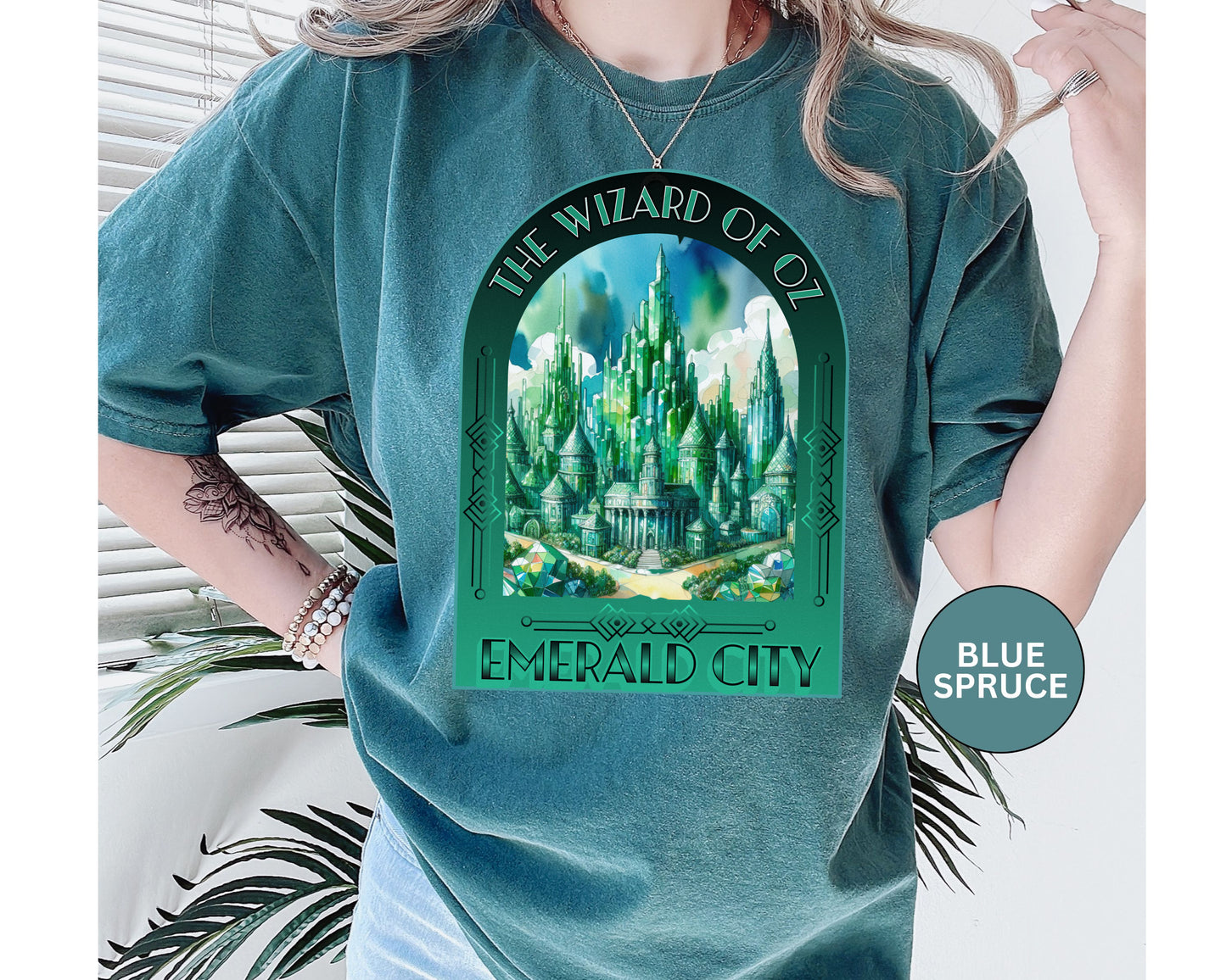 Emerald City T-Shirt, Wizard of Oz Tee, Garment-Dyed Unisex Shirt, Magical T-Shirt, Fantasy Apparel, Gifts for Broadway and Theatre Fans T-Shirt Printify   