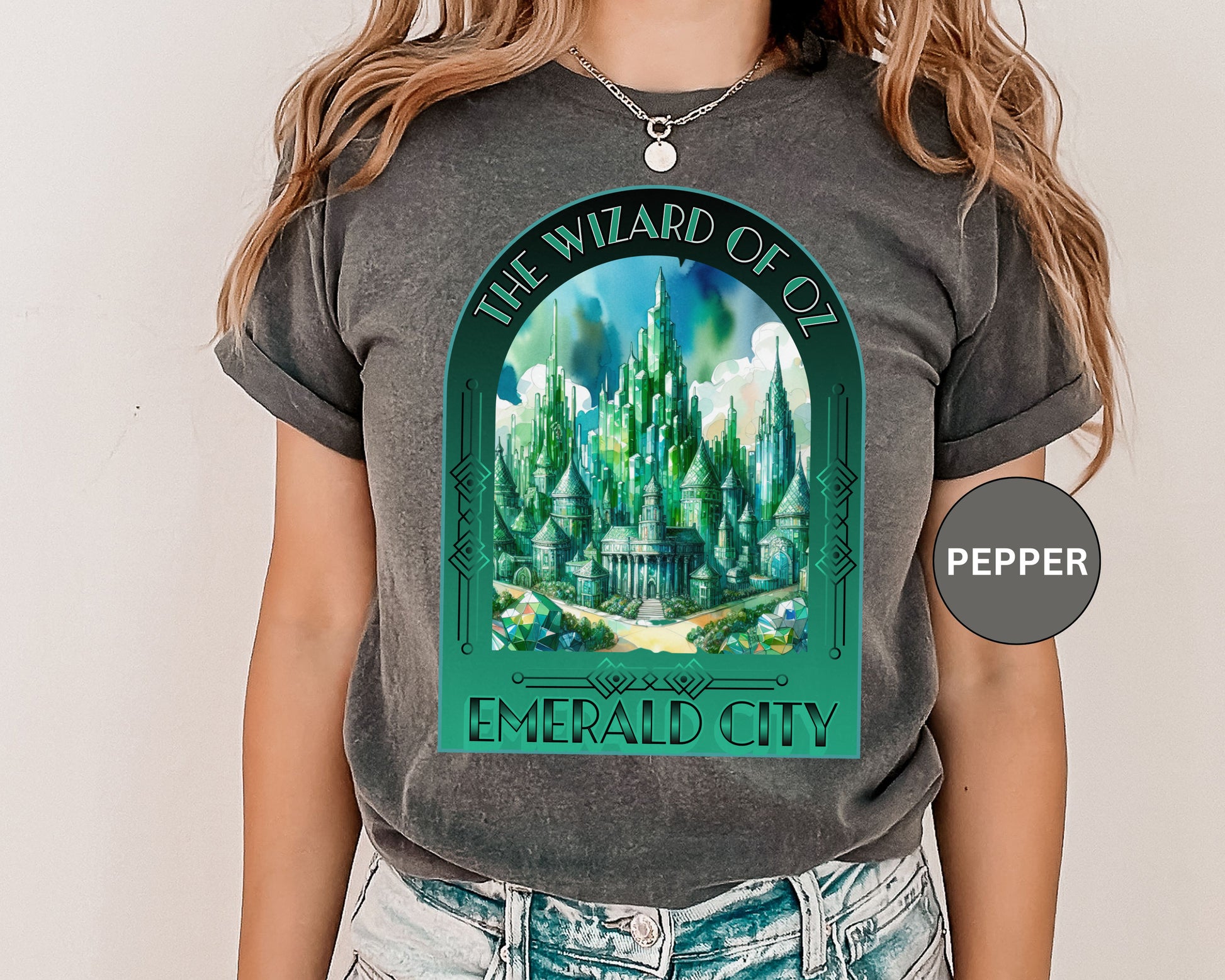 Emerald City T-Shirt, Wizard of Oz Tee, Garment-Dyed Unisex Shirt, Magical T-Shirt, Fantasy Apparel, Gifts for Broadway and Theatre Fans T-Shirt Printify   