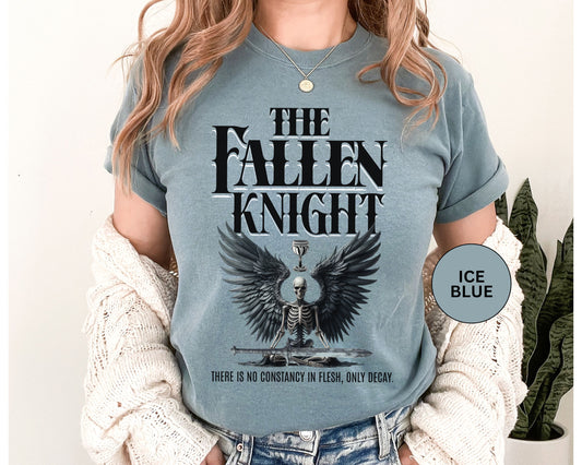 Fallen Knight T-shirt Ren Faire Gothic Skeleton Tee Renaissance Medieval Faire Shirt Fantasy Lover Gift Music Festivals Cosplay Fan Tee T-Shirt Printify   