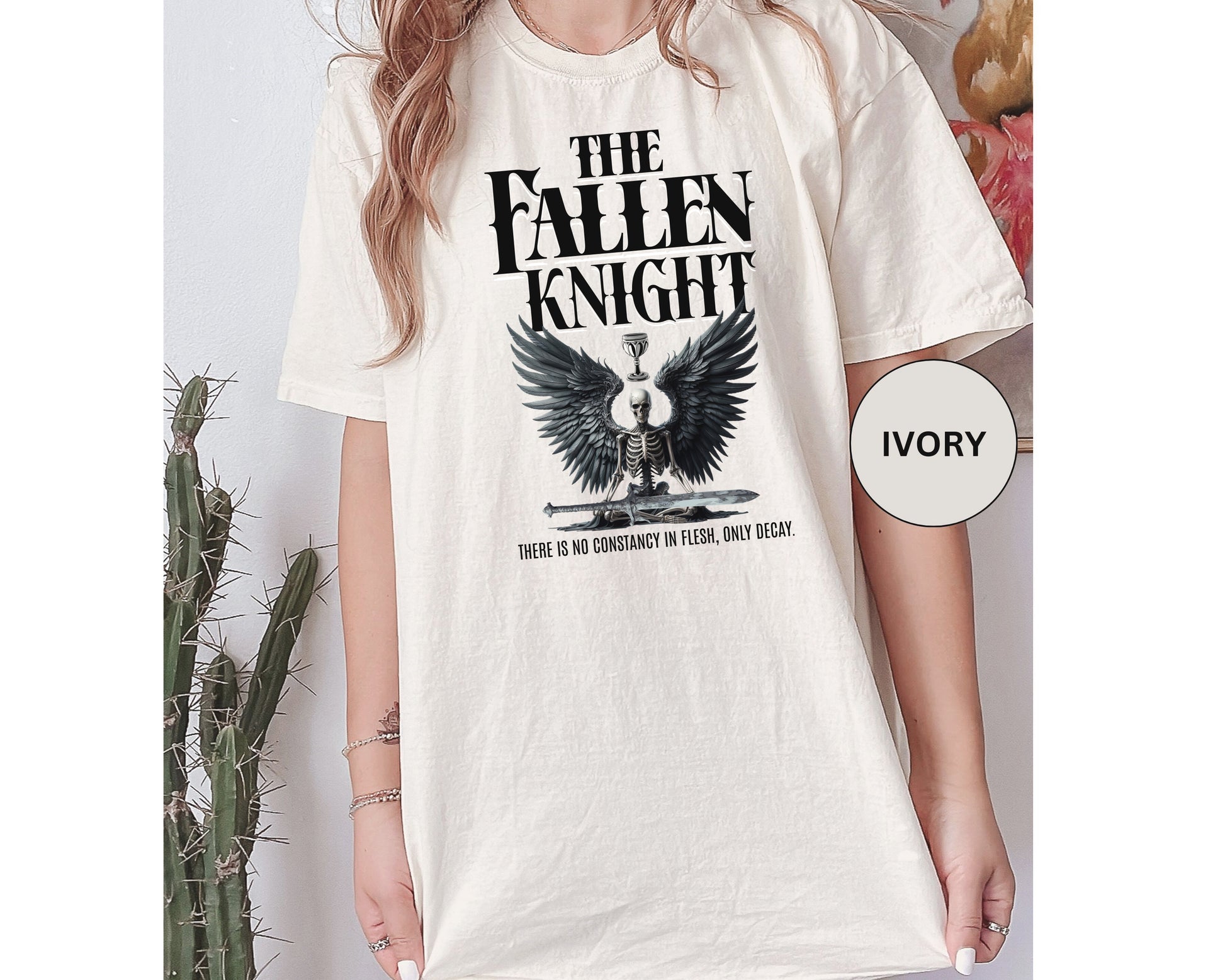 Fallen Knight T-shirt Ren Faire Gothic Skeleton Tee Renaissance Medieval Faire Shirt Fantasy Lover Gift Music Festivals Cosplay Fan Tee T-Shirt Printify   