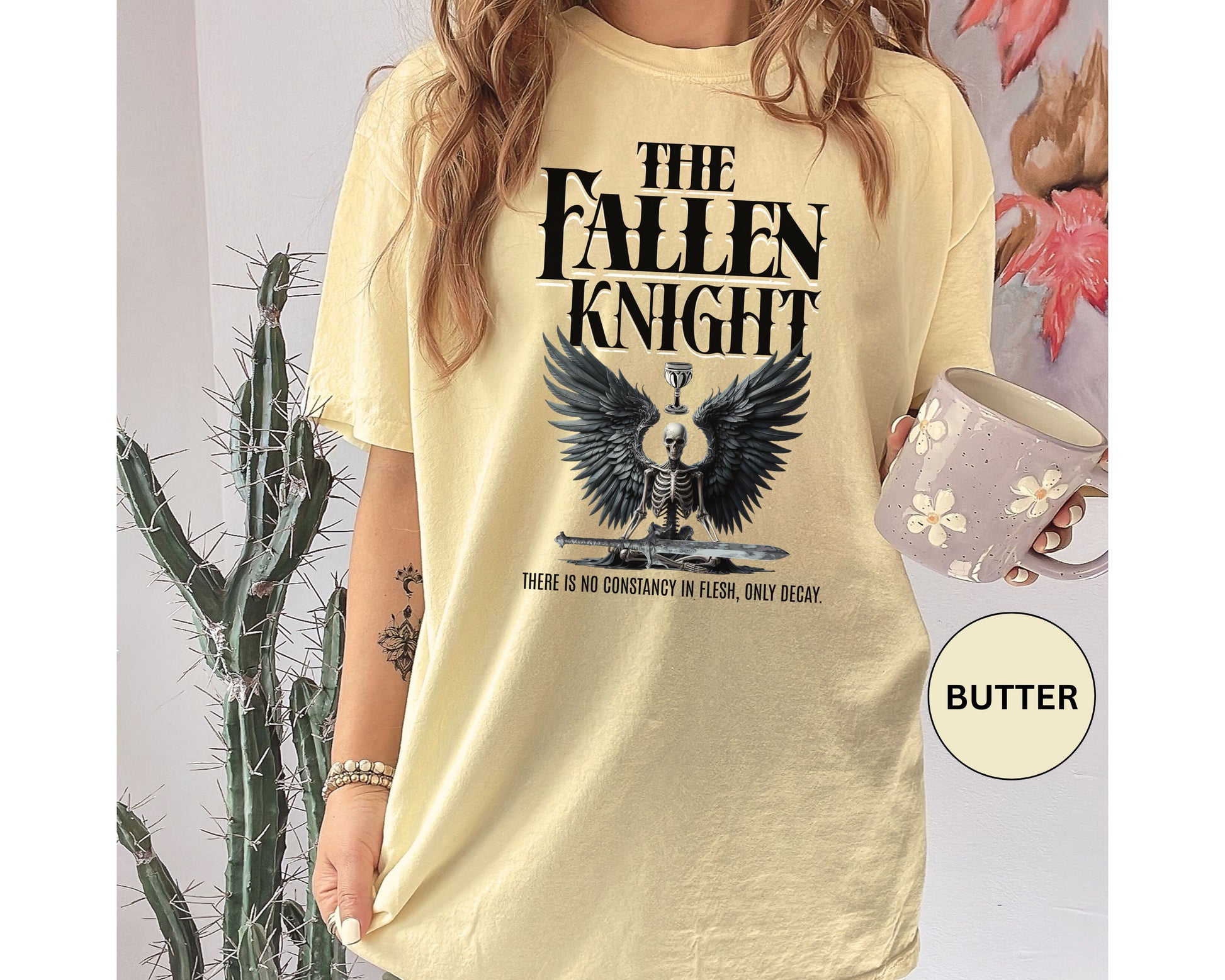 Fallen Knight T-shirt Ren Faire Gothic Skeleton Tee Renaissance Medieval Faire Shirt Fantasy Lover Gift Music Festivals Cosplay Fan Tee T-Shirt Printify   