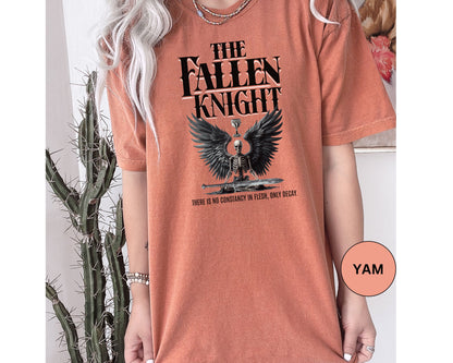 Fallen Knight T-shirt Ren Faire Gothic Skeleton Tee Renaissance Medieval Faire Shirt Fantasy Lover Gift Music Festivals Cosplay Fan Tee T-Shirt Printify   