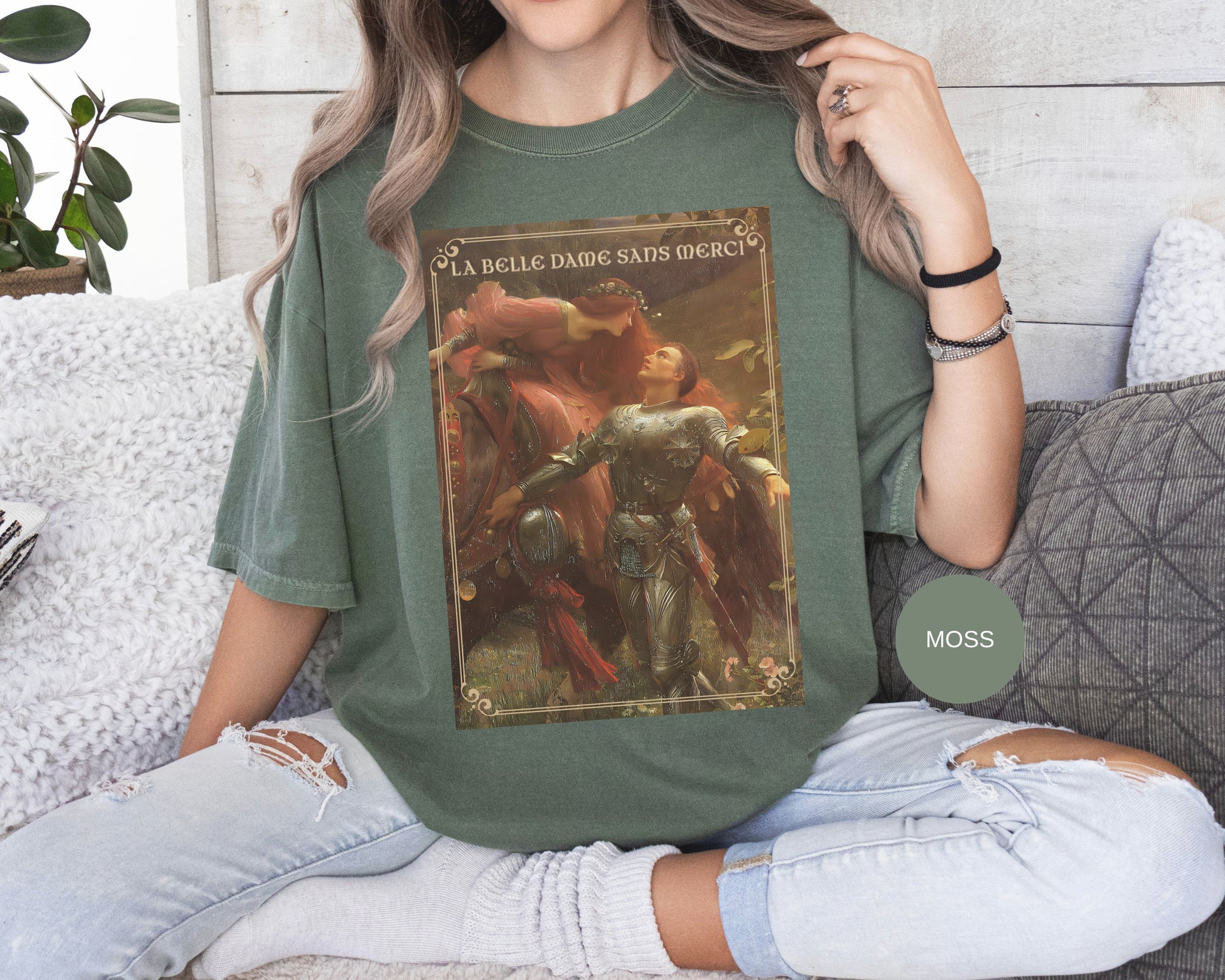 La Belle Dame Sans Merci Print T-Shirt Renaissance Renfaire Theme Merch Perfect Comfortable Medieval Festival Shirt Art History Lover Gift T-Shirt Printify