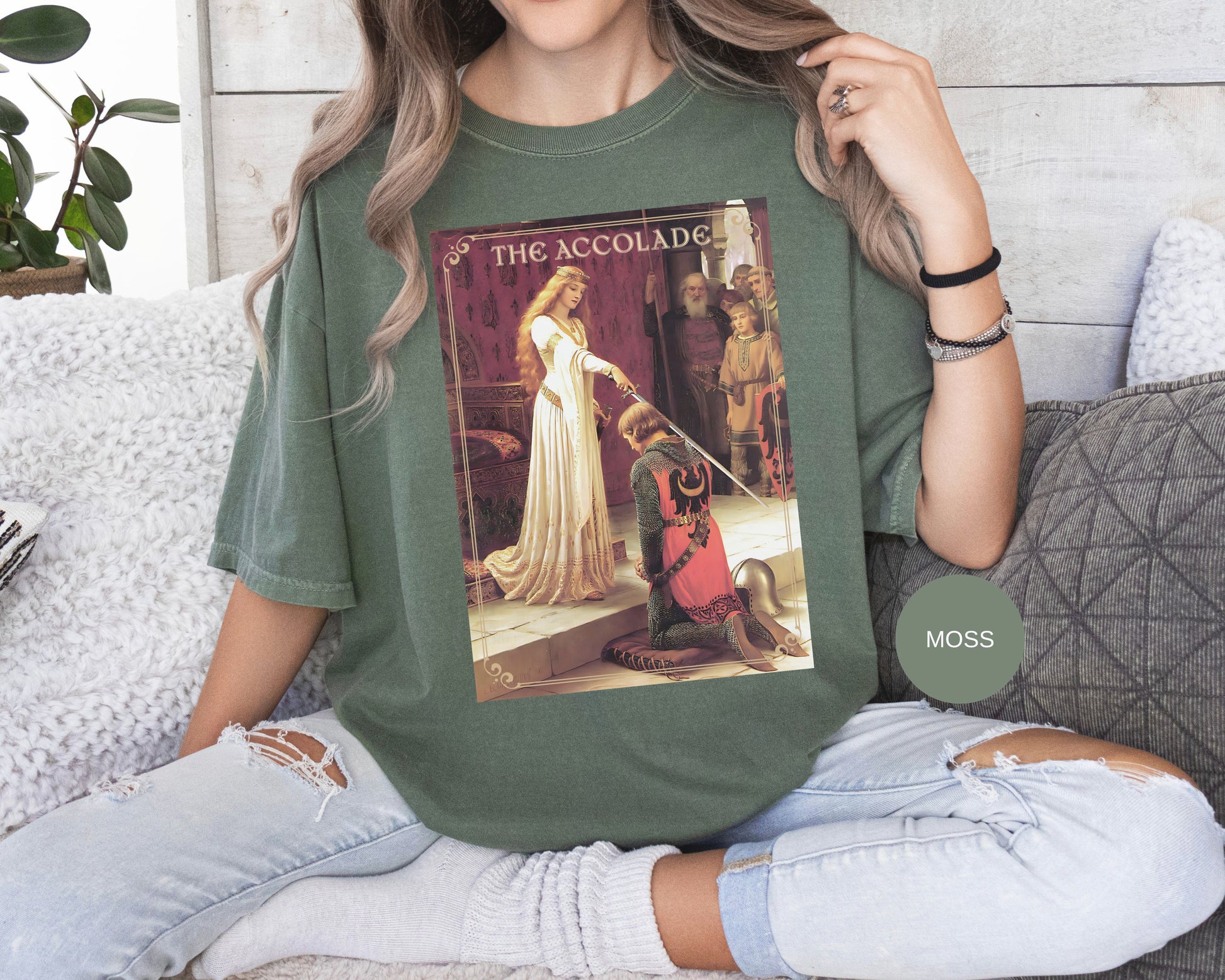 Renaissance The Accolade Print T-Shirt King Arthur And His Knights Renfaire Theme Gift Comfortable Medieval Festival Shirt Art Lover Gift T-Shirt Printify