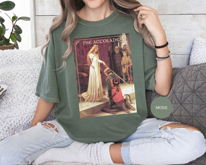Renaissance The Accolade Print T-Shirt King Arthur And His Knights Renfaire Theme Gift Comfortable Medieval Festival Shirt Art Lover Gift T-Shirt Printify